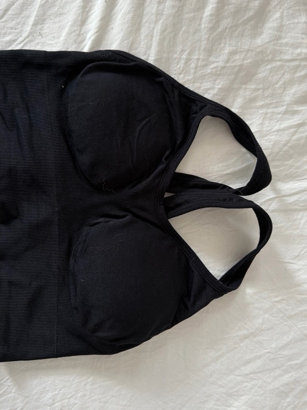 Black Seamless Tank Bra with Built-In Cups